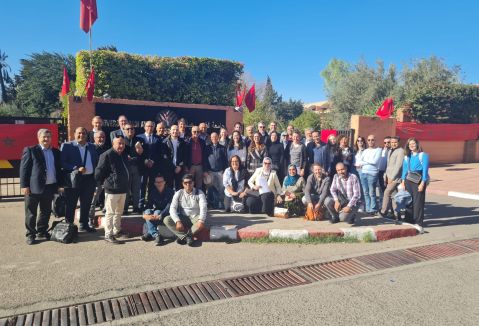 TouMaLi project team in front of the Cadi Ayyad University in Marrakesh 