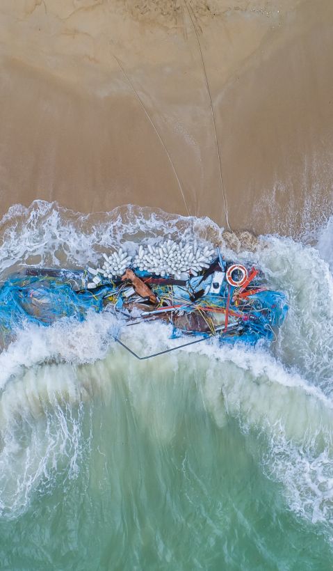 Nets washed up on beach